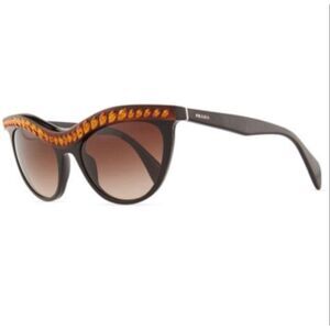 Prada Swarovski Crystal Ombré Cat Eye Brown Sunglasses